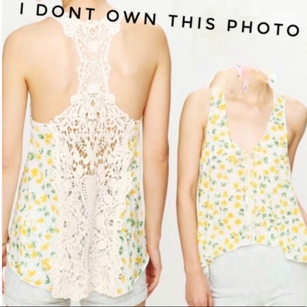 Free People Floral Racerback Crop Top High Low